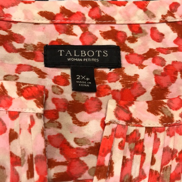 Talbots tunic in cream, pink, coral and rust - Picture 2 of 6